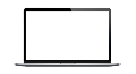 Laptop computer with blank white screen for mockup isolated PNG with Transparent Background