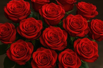 Obraz premium Blooming Red Roses in Full Flower