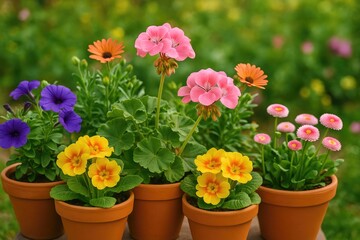 Beautifully Arranged Potted Flowers
