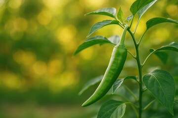 In my tiny garden during the afternoon, I spotted a vibrant green chili that made me want to capture its freshness.
