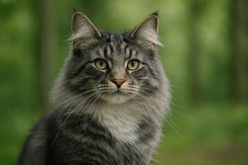 Adorable Grey Feline Portrait with a Focused Expression