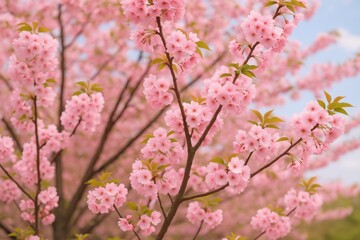 Fototapeta premium Springtime pink cherry blossom tree in full bloom