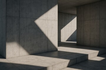 Shadow patterns on the facade of a contemporary concrete construction
