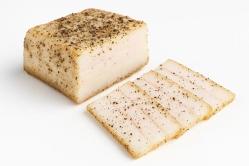 Fototapeta premium Pork fatback slices seasoned with pepper