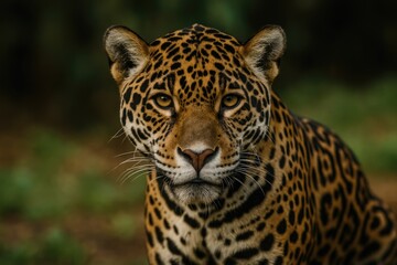 Naklejka premium Close-up of a South American jaguar with a blurred background