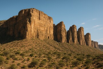 Unique sandstone cliffs and rock formations