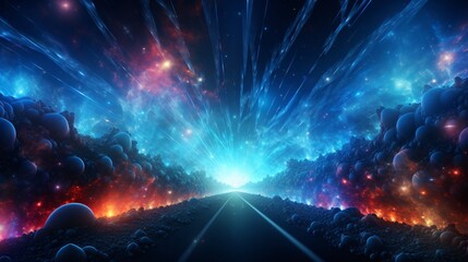 Obraz premium The abstract concept of hyperspace speed across multiple universes with a dynamic background