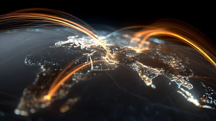 World Connections with Glowing Lines