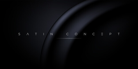 Abstract luxury black satin texture background. Elegant smooth folds create a minimal high-end visual ideal for branding, stylish compositions and modern premium digital designs.