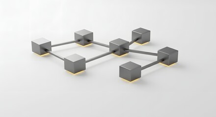 Abstract 3D Network Structure with Geometric Cubes and Illuminated Connections in Modern Design