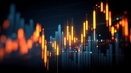 Financial Chart with Candle Sticks and Vertical Bar