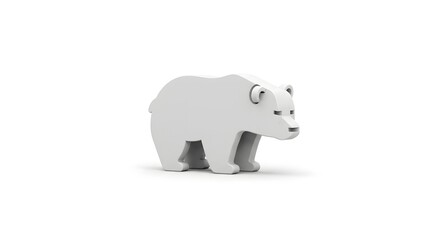 Whimsical White Bear Figurine in a Playful Stance on a White Background