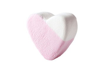 Pink and White Heart Marshmallow Isolated on White Transparent Background