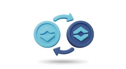 Two Coins Interchanging with Arrows Illustrating Financial Transaction and Currency Exchange