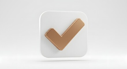 Stylized Gold Checkmark Icon on a White Background Representing Approval and Success