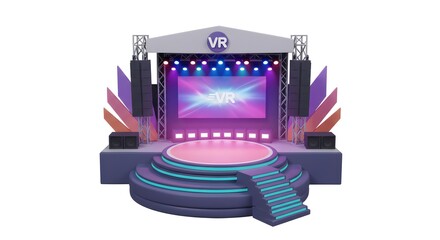 Modern Stage Setup with Colorful Lighting and Advanced Sound Equipment for Live Performances