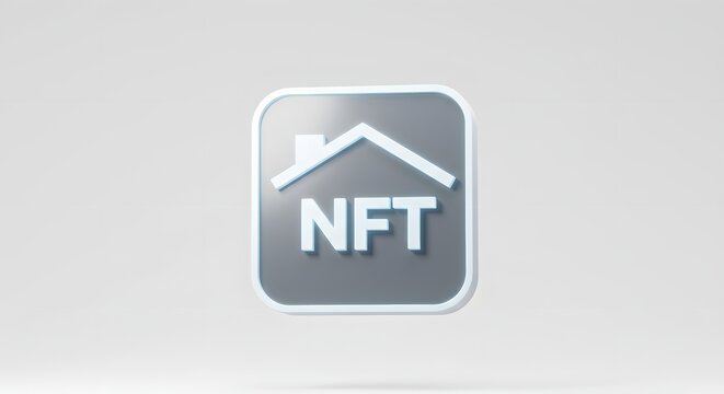 Digital NFT Icon Representing Non-Fungible Token Concept in Modern Technology Background - Powered by Adobe