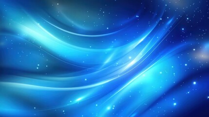 Fototapeta premium Abstract design with flowing blue lines and glowing particles.