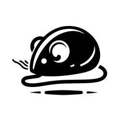 Minimalist Black and White Mouse Illustration in Tattoo Style
