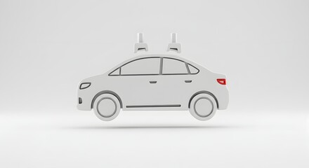 Minimalist Outline of a Car with Antennas on a Clean White Background