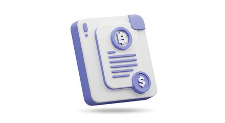 3D Icon of Digital Ledger for Cryptocurrency and Financial Management in White and Purple Color Scheme