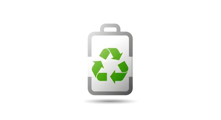 Recycling Symbol on a Battery Icon Representing Sustainable Energy and Eco-Friendly Practices