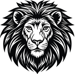 Fototapeta premium Black and White Tribal Lion Head Vector Art