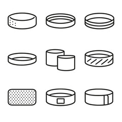 Sport Sweatband Icons. Line style icons of Sport Sweatbands: terry cloth headband, silicone grip band, reflective run band, yoga