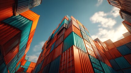 Shipping Container Stack Against Sky