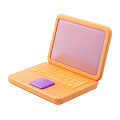 3d stylized laptop with purple trackpad isolated on transparent background