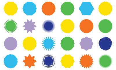 Star round sticker tag icon .  Circle starburst label shape for promo, sale, price offer badge sticker design. Pictograms and infographics for mobile apps. 