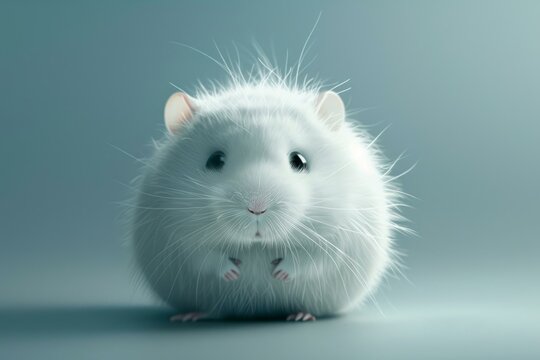 Adorable white hamster sitting on a simple background, perfect for pet or animal themes