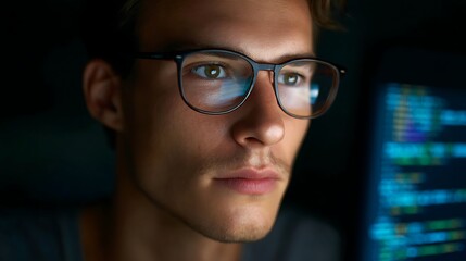 Focused Programmer Writing Code