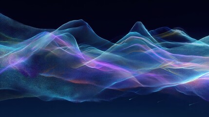 Obraz premium Abstract wave lines in blue and purple tones forming a digital flow