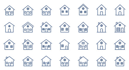 Housing Icons: A curated collection of home icons, meticulously crafted for web and design projects, offering a diverse representation of residential properties and their architectural forms.