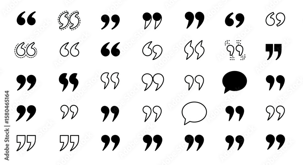 Poster quotation mark collection: a comprehensive array of quotation marks, designed for diverse applicatio