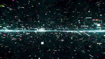 Abstract Digital Space Glitching Data Stream and Light Trails - Powered by Adobe