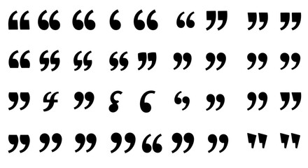 Quotation Marks: A variety of classic quotation marks arranged to illustrate speech, dialogue, and expression, in a simple, elegant display, perfect for design and communication.
