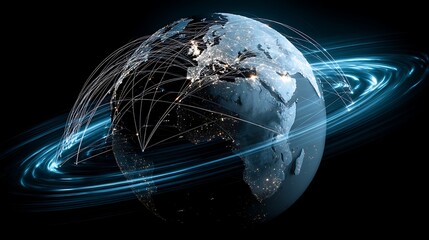 World Network on Earth with Light Trails