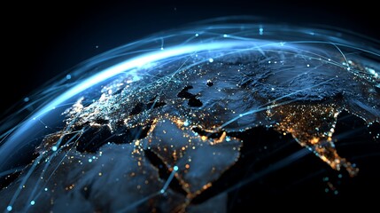 Earth Globe with Data Network Connections