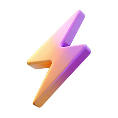 3d lightning bolt icon with gradient colors isolated on transparent background
