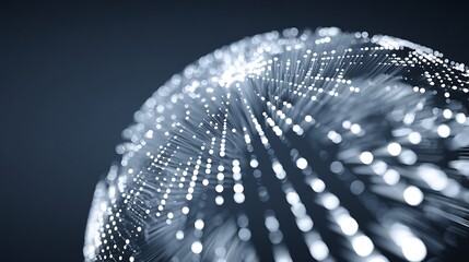 Sphere Made of Light Fibers on Dark Background