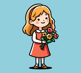 girl with flowers vector design .
