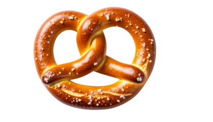 Freshly baked pretzel with salt isolated on solid white background Png