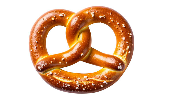 Freshly baked pretzel with salt isolated on solid white background Png