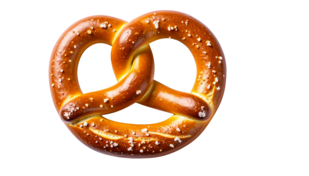 Freshly baked pretzel with salt isolated on solid white background Png