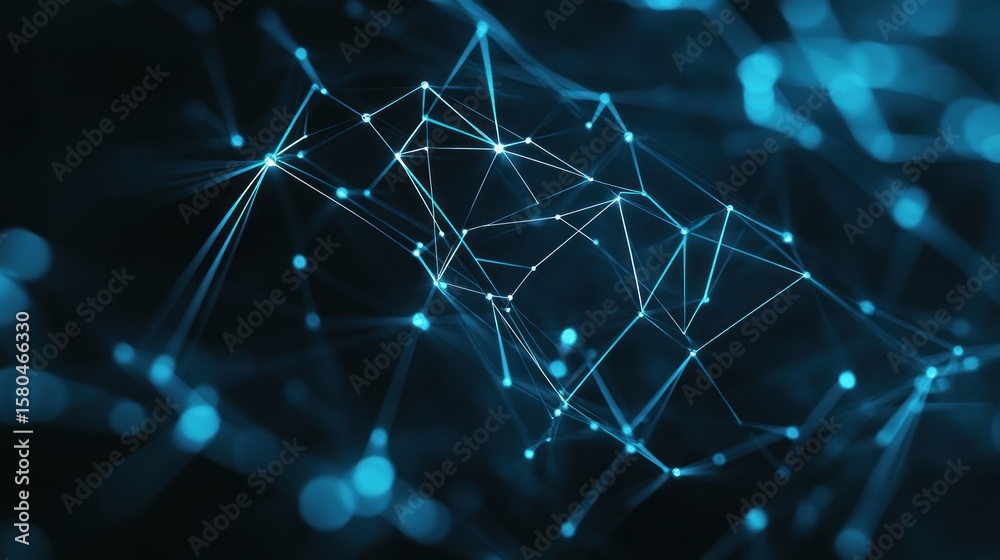 Poster abstract network graphic design with glowing lines and points.
