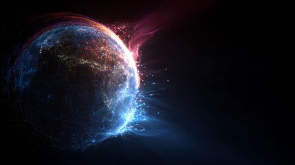 Abstract Planet Sphere with Glowing Light