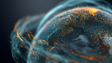 Digital Globe with Glowing Particles and Data Streams