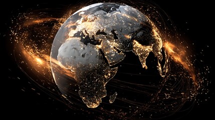 Earth Globe with Lights and Connections